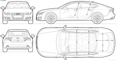 2010 Audi A7 Sportback Hatchback blueprint