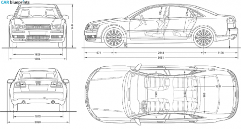 2003 Audi A8 D3 (Typ 4E) Sedan blueprint