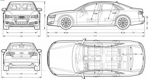 2010 Audi A8 Sedan blueprint