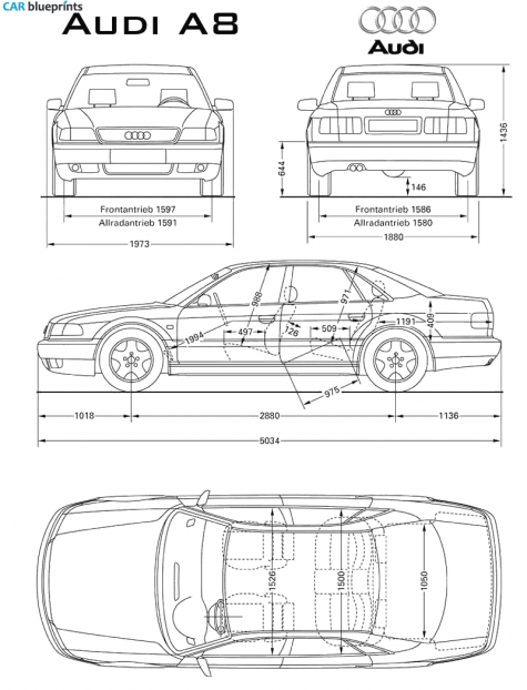 2010 Audi A8 Sedan blueprint