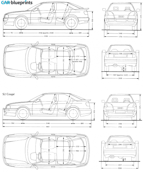 1996 Audi S2 B4 Coupe blueprint