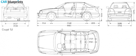 1991 Audi S2 B4 Coupe blueprint