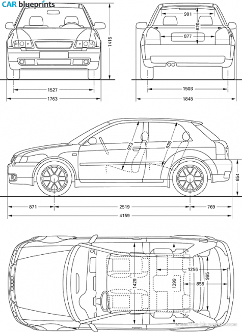 1998 Audi S3 Hatchback blueprint