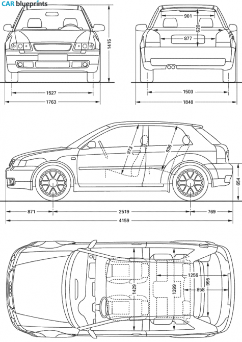 1999 Audi S3 (Typ 8L) Hatchback blueprint