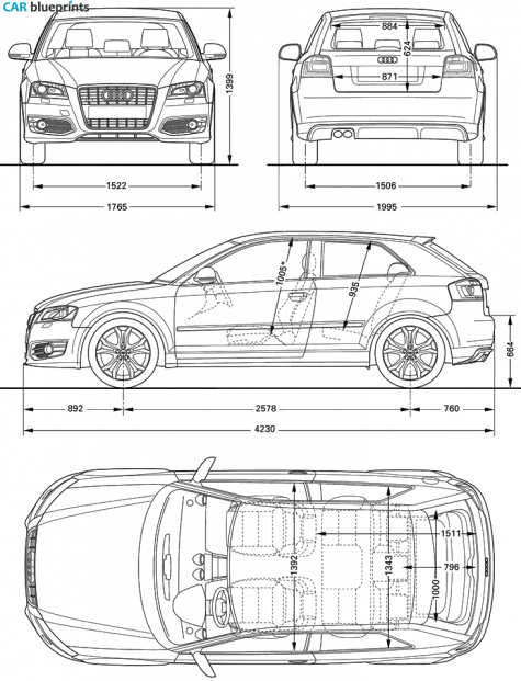 2009 Audi S3 (Typ 8P) Hatchback blueprint