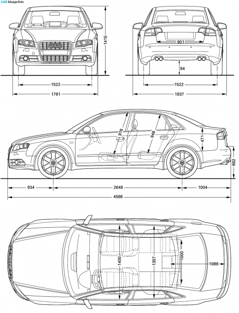 2008 Audi S4 B7 (Typ 8E) Sedan blueprint