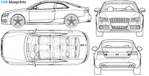 2007 Audi S5 (Typ 8T) Coupe blueprint