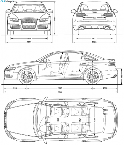 2008 Audi S6 C6 (Typ 4F) Sedan blueprint