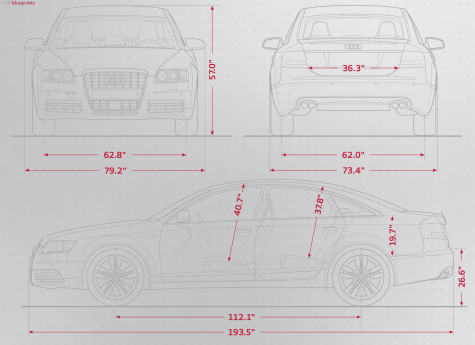 2009 Audi S6 (Typ 8T) Sedan blueprint