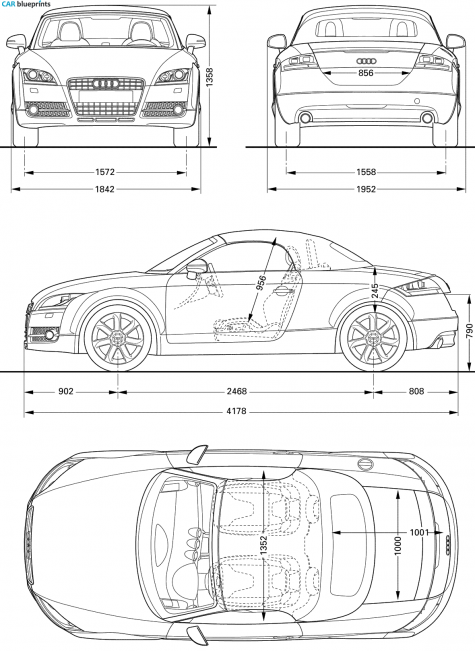 2008 Audi TT 8J Roadster Cabriolet blueprint