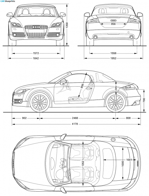 2008 Audi TT 8J Roadster Cabriolet blueprint