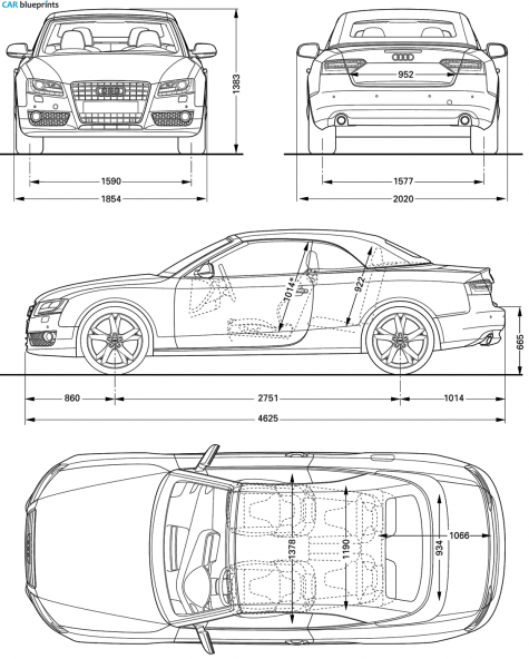 2007 Audi A5 (Typ 8T) Convertible Cabriolet blueprint