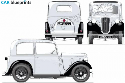 1934 Austin 7 Ruby Saloon ARQ Coupe blueprint