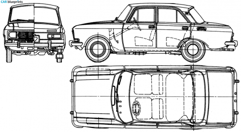 1976 AZLK Moskvich 412 (2140) Sedan blueprint