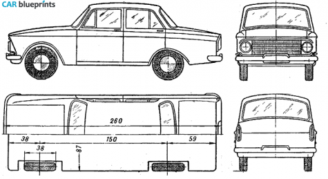 1964 AZLK Moskvich 408 Sedan blueprint