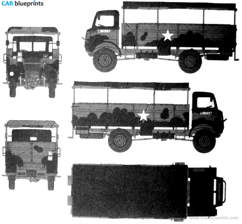 Bedford QLD 3-ton 4x4 Troopcarrier Truck blueprint