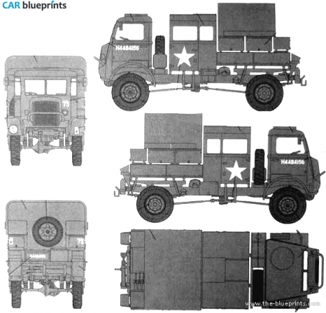 Bedford QLR 4x4 Bofors Gun Tractor Truck blueprint