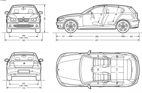 2007 BMW 1-Series E87 Hatchback blueprint