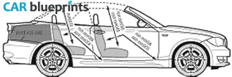 2008 BMW 1-Series E88 120i Convertible Cabriolet blueprint