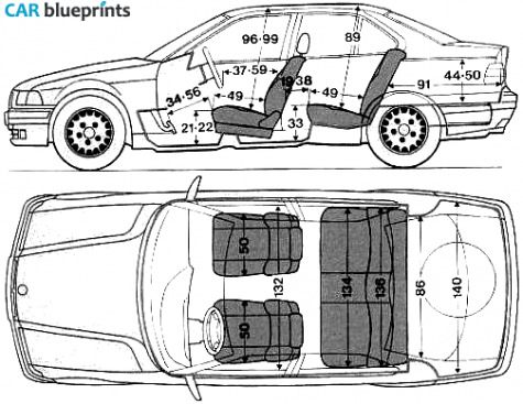 1992 BMW 3-Series E36 320i Sedan blueprint