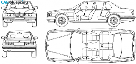 1987 BMW 7-Series E32 750i Sedan blueprint