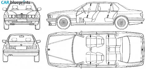 1987 BMW 7-Series E32 L 750i Sedan blueprint