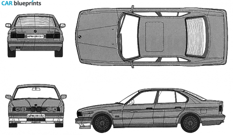 1989 BMW 5-Series E34 535 Alpina B10 Sedan blueprint