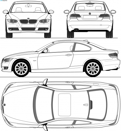 Car Blueprints Bmw 3 Series E92 Blueprints Vector Drawings Clipart And Pdf Templates