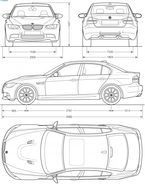 2007 BMW M3 E90 Sedan blueprint