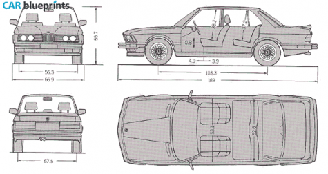 1985 BMW M5 E28 Sedan blueprint