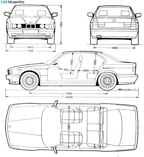 1989 BMW M5 E34 Sedan blueprint