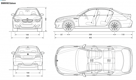 2007 BMW M5 E60 Saloon Sedan blueprint