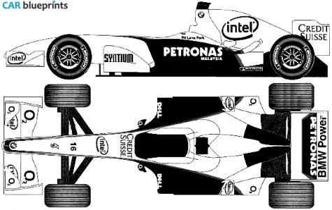 2006 BMW Sauber F1 OW blueprint