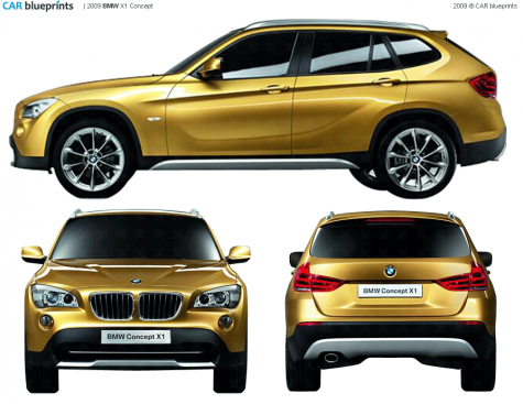 2009 BMW X1 SUV blueprint