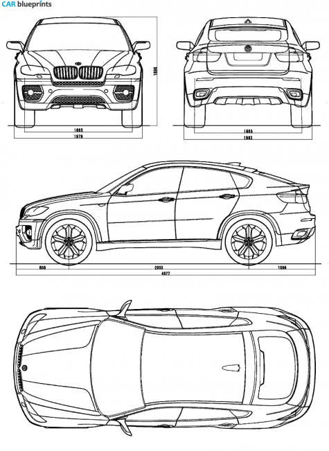 2008 BMW X6 SUV blueprint