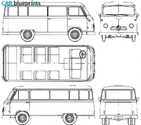 1959 Borgward B 611 Bus blueprint