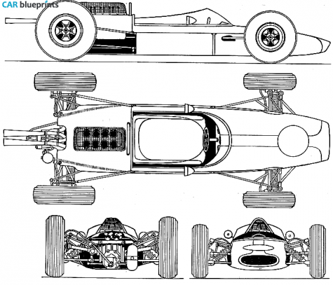 1963 Brabham BT3 F1 OW blueprint