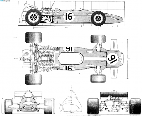 1969 Brabham BT33 F1 OW blueprint