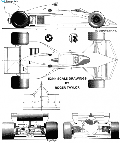 1982 Brabham BMW BT52 F1 OW blueprint