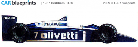 1987 Brabham BT56 F1 OW blueprint