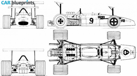 1968 Brabham BT26 F1 GP OW blueprint