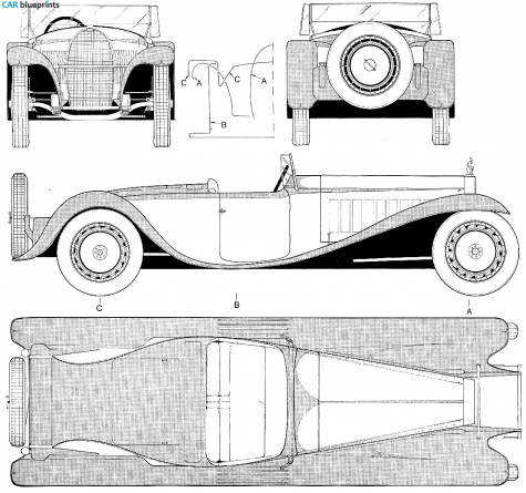 1927 Bugatti Royale Esders Cabriolet blueprint