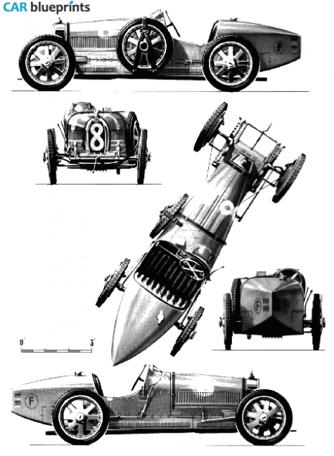 1925 Bugatti Type 35 Cabriolet blueprint