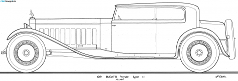 1931 Bugatti T41 Kellner Coupe blueprint