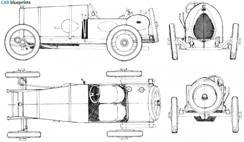 1921 Bugatti Type 13 Brescia Cabriolet blueprint