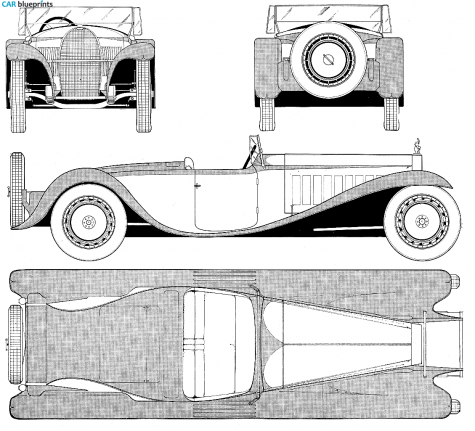 1927 Bugatti Type 41 Royale Esders Cabriolet blueprint