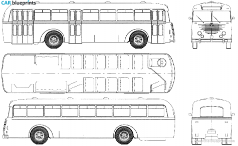 1954 Bussing 6000T Stadtlinienbus Trambus Bus blueprint