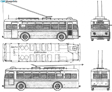 1938 Bussing Obus Leipzig Bus blueprint