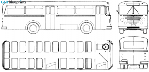 1956 Bussing TU-7 Stadtlinienbus Trambus Bus blueprint