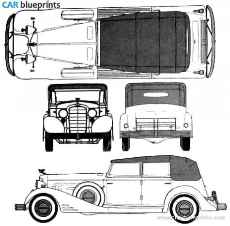 1933 Cadillac Fleetwood V16 Cabriolet blueprint